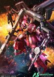  bazooka_(gundam) commentary_request company_name copyright_logo copyright_name copyright_notice explosion extra_arms glowing glowing_eyes gun gundam gundam_arsenal_base gundam_thunderbolt holding holding_gun holding_weapon logo machine_gun mecha mecha_focus mobile_suit no_humans official_art one-eyed_mecha pink_eyes radio_antenna robot science_fiction shoulder_spikes solo space sparks spikes thrusters ultimateinudog vernier_thrusters weapon zaku_ii_(reuse_p_device) zeon 