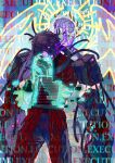  2boys brain chinese_commentary commentary_request cowboy_shot cyborg e.g.o_(project_moon) extra_eyes eyepatch flesh halo heathcliff_(project_moon) highres killerohan laurels limbus_company male_focus meursault_(project_moon) move-in_reg._(e.g.o) multiple_boys pants praying project_moon purple_eyes pursuance_(e.g.o) world.execute(me); 
