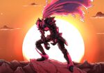  1boy armor black_armor cape commentary_request full_armor full_body gloves helmet highres knight knight_blazer male_focus mask pozi0618 scarf solo wild_arms wild_arms_2 
