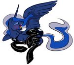  blue_hair blush butt clothing cutie_mark equine eyes_closed female feral friendship_is_magic fur hair hooves horn horse leather legwear long_hair mammal masturbation my_little_pony open_mouth panties plain_background princess_luna_(mlp) solo stockings underwear white_background winged_unicorn wings zeveegee 