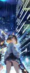  1girl :| absurdres american_flag american_flag_print android animal_ears bird black_bird brown_hair building cable cat_ears cat_girl city_lights cityscape clip_studio_paint_(medium) closed_mouth commentary_request crotch_seam cyberpunk energy_gun flag_print headgear highres holding holding_weapon looking_ahead mecha_musume mechanical_arms mechanical_hands mechanical_wings miyu_(miyulein) moon neon_lights night original outdoors panties pantyshot red_eyes road robot_girl science_fiction self-upload short_hair skirt skyline skyscraper solo standing street underwear upskirt weapon white_panties wings 