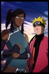  1boy 1girl avatar:_the_last_airbender black_hair blonde_hair blue_eyes crossover dark_skin headband korra legend_of_korra naruto naruto_shippuuden reza_kabir the_legend_of_korra uzumaki_naruto uzumaki_naruto_(sennin_mode) yellow_eyes 