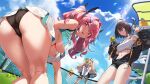  3girls ass azur_lane bache_(azur_lane) bache_(showy_sports_star)_(azur_lane) ball baltimore_(azur_lane) baltimore_(black_ace)_(azur_lane) bare_shoulders black_panties blonde_hair blue_sky blush breasts bremerton_(azur_lane) bremerton_(scorching-hot_training)_(azur_lane) commentary_request crop_top day detached_sleeves dolphin_shorts game_asset hair_between_eyes hair_ornament hairclip holding holding_ball kneepits large_breasts long_hair looking_at_viewer manjuu_(azur_lane) multicolored_hair multiple_girls no_bra official_alternate_costume official_art open_mouth outdoors panties pink_eyes pink_hair pleated_skirt shirt shorts single_thighhigh skirt sky sleeveless sleeveless_shirt small_breasts sports_bra sportswear streaked_hair tennis tennis_ball tennis_dress tennis_uniform thighhighs twintails two-tone_shirt two-tone_skirt underboob underwear very_long_hair visor_cap white_sports_bra white_thighhighs x_hair_ornament yd_(orange_maru) 