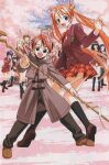  1boy 6+girls absurdres akamatsu_ken ayase_yue bell blazer braid brown_coat building cherry_blossoms coat cover cover_page drinking eating everyone falling_petals hair_bell hair_ornament heterochromia highres holding holding_staff hood hooded_coat jacket kagurazaka_asuna konoe_konoka kufei loafers looking_at_viewer mage_staff mahora_academy_middle_school_uniform mahou_sensei_negima! manga_cover mixed-language_text miyazaki_nodoka multiple_girls nagase_kaede negi_springfield official_art penny_loafers petals pince-nez plaid_clothes plaid_skirt saotome_haruna sasaki_makie school_uniform shoes skirt smile spring_(season) staff textless_cover_page textless_version third-party_source twintails yukihiro_ayaka 