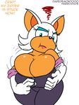  anthro bat big_breasts blue_eyes breasts cleavage clothed clothing daredemon7000 english_text female habbodude hair huge_breasts mammal rouge_the_bat sega solo sonic_(series) text white_hair 