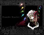  black_background blonde_hair commentary_request crystal_wings flandre_scarlet hat mob_cap mochinue pale_skin red_eyes side_ponytail touhou vampire wings 