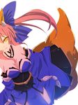  animal_ears bare_shoulders bow breasts cleavage detached_sleeves fate/extra fate_(series) fox_ears fox_tail hair_bow hair_ribbon highres japanese_clothes kommode large_breasts pink_hair ribbon solo tail tamamo_(fate)_(all) tamamo_no_mae_(fate) twintails yellow_eyes 