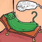  cat dialog english_text etsukousagi feline humor hybrid lying mammal on_back pickle silly text therapy weird what wierd 