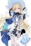  1girl absurdres black_gloves blonde_hair blue_eyes blue_sash chinese_commentary commentary gloves hair_ornament hat highres ka_ra long_hair long_sleeves looking_at_viewer nimbus_wraith_(wuthering_waves) open_mouth pantyhose phoebe_(wuthering_waves) sash shirt simple_background skirt smile solo tacet_discord_(wuthering_waves) tacet_mark_(wuthering_waves) thighband_pantyhose white_background white_hat white_pantyhose white_shirt white_skirt wuthering_waves x_hair_ornament 