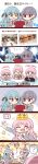  3girls ? ?? absurdres anon_tokyo_(bang_dream!) bandaid bang_dream! bang_dream!_it's_mygo!!!!! birthday birthday_cake black-framed_eyewear black_ribbon blue_hair brown_eyes cake candle character_mask chihaya_anon commentary crown food glasses grey_eyes grey_hair hair_ribbon haneoka_school_uniform hat highres jx2_(jennyiq) long_hair long_sleeves mask multiple_girls party_hat party_popper photo_inset pink_hair purple_hair ribbon school_uniform shared_thought_bubble short_hair speech_bubble spoken_question_mark sweatdrop takamatsu_tomori tall_image thought_bubble togawa_sakiko translation_request yellow_eyes 