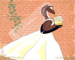  bride dinosaur eyes_closed female necklace raptor scalie solo ukabor wedding_dress 