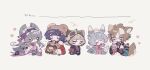  1boy 4girls :d :o :p ^_^ animal_ears animal_hat animal_hood apron aqua_eyes aqua_hair aqua_shirt arm_guards armor asymmetrical_gloves beanie bear_hat black_bow black_collar black_gloves blue_hair blue_hairband blue_haori blunt_bangs blush bow bowtie braid brooch brown_hair brown_hat chibi chibi_only closed_eyes closed_mouth collar covering_own_mouth crop_top crossed_bangs cup detached_sleeves dog_boy dog_ears dog_tail double-parted_bangs drinking_straw elbow_gloves fake_animal_ears fingerless_gloves frilled_hairband frilled_sleeves frills fur-trimmed_jacket fur_trim genshin_impact gloves gorou_(genshin_impact) grey_hair guoba_(genshin_impact) hair_between_eyes hair_ornament hair_ribbon hairband hairclip hand_up hands_up haori hat heart highres holding holding_cup hood hood_up igote jacket japanese_armor japanese_clothes jewelry kimono leaf leaf_on_head long_hair long_sleeves looking_at_viewer looking_back looking_down low_twin_braids low_twintails medium_hair milkshake mismatched_gloves multiple_girls nihongami nodori710 nurse_cap obi official_alternate_costume open_mouth paw_print pink_bow pointy_ears pom_pom_(clothes) puffy_long_sleeves puffy_sleeves purple_eyes purple_kimono purple_ribbon purple_sleeves raccoon_ears raccoon_hood red_bow red_bowtie red_jacket ribbon sash sayu_(genshin_impact) shirt short_eyebrows short_hair shoulder_armor sidelocks sigewinne_(genshin_impact) simple_background single_sode sleeve_cuffs sleeveless sleeveless_kimono smile sode tail tassel thick_eyebrows tongue tongue_out translation_request twin_braids twintails upper_body v-shaped_eyebrows very_long_hair white_apron white_background white_gloves white_hair white_hat white_sash wide_sleeves xiangling_(genshin_impact) xiangling_(new_year's_cheer)_(genshin_impact) yellow_eyes yumemizuki_mizuki 