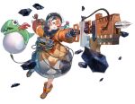  1girl 404_game_re:set audio_jack beanie black_gloves black_hair black_hat boots braid brown_dress brown_hair cable cathode_(404_game_re:set) character_doll debris dig_dug doll dress drill frygar full_body gloves grey_dress grey_hair hat hat_tassel holding looking_at_viewer medium_hair multicolored_dress multicolored_hair official_art orange_boots orange_dress outstretched_arm personification purple_eyes quilted_clothes quilted_dress simple_background solo tassel third-party_source twin_braids white_background yuugen 