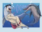 2026 4:3 absurd_res animal_genitalia animal_penis aquatic bottlenose_dolphin bottomwear bubble cetacean cetacean_genitalia cetacean_penis clothing colored digital_drawing_(artwork) digital_media_(artwork) dolphin duo erection feral fin genitals grey_body hair happy hi_res human human_to_feral male mammal mid_transformation navel oceanic_dolphin open_mouth penis pink_genitals pink_penis shaded shorts species_transformation swampjaws tail tail_fin tan_body tapering_penis toothed_whale torn_bottomwear torn_clothing torn_shorts transformation water
