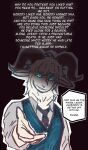 anthro beastars blue_eyes bovid caprine clothing dall_sheep dialogue fragmentofheaven fur hi_res horn identity_theft legoshi_(beastars) looking_at_viewer male mammal mimic out_of_frame pina_(beastars) reaching school_uniform sheep solo uniform white_body white_fur white_wool wool_(fur)