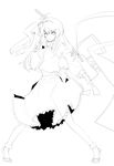  absurdres breasts detached_sleeves gohei greyscale hair_ornament highres kochiya_sanae lineart long_hair looking_at_viewer medium_breasts monochrome solo touhou tp65pxu4 