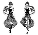  animal_print armband bell dress feather_boa greyscale high_heels jewelry leopard_print lips long_hair mew_(vocaloid) monochrome multiple_views necklace official_art otaniryuji pale_skin sunglasses tattoo turnaround vocaloid 