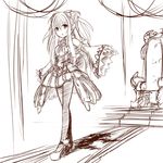  chabaneko detached_sleeves long_hair looking_at_viewer monochrome original pantyhose sketch solo 