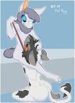 2026 anthro bdsm duo english_text female fur hi_res kinktober kinktober_2026 lana_(naysayingmongrel) leash leash_pull legs_around_neck mammal multicolored_body multicolored_fur naysayingmongrel nude orange_eyes orange_sclera petplay pupils roleplay simple_background slit_pupils tail tail_tuft text the_nature_of_predators tuft venlil_(the_nature_of_predators) white_body wool_(fur) wool_hair