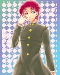  bad_id bad_pixiv_id earrings gakuran green_eyes jewelry jojo_no_kimyou_na_bouken kakyouin_noriaki male_focus red_hair school_uniform solo terimayo_(sonnne_farbe) 