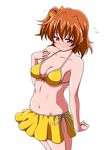  blush breasts brown_eyes brown_hair fresh_precure! inferno_(nanbu14) medium_breasts precure short_hair side_ponytail simple_background smile solo white_background yamabuki_inori 