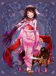  black_hair dennryuurai dog horns japanese_clothes kimono psychic_hearts rococo sword torn_clothes weapon yellow_eyes 