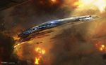  condensation_trail epic highres mass_effect mass_effect_3 no_humans normandy normandy_sr-2 smoke space_craft sunlight 