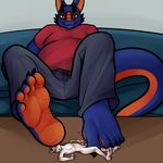  3_toes 5_toes anthro chubby claws clothing cum dragon duo eric_the_dragon foot_fetish foot_focus footjob futonmania gay green_eyes hindpaw long_ears male mammal micro mouse overweight paws penis rodent scalie sex size_difference smile sofa soles table toe_claws toes 