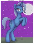  blue_fur cutie_mark ecmajor equine female feral friendship_is_magic fur hair hi_res horn horse jobo37 legs_up looking_at_viewer mammal moon my_little_pony night outside pony purple_eyes smile solo standing stars trixie_(mlp) two_tone_hair unicorn 