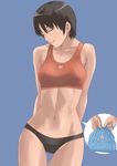  brown_hair eyes_closed short_hair swimsuit tomoshiki 