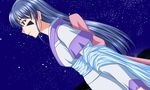  facial_mark grey_hair japanese_clothes kimono long_hair masaki_achika nagisa_k red_eyes sky solo star_(sky) starry_sky tenchi_muyou! tenchi_muyou!_in_love 