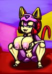  areola big_breasts blue_eyes breasts cat clitoris erect_nipples feline female huge_breasts looking_at_viewer mammal navel nipples nude polly_ester polly_esther pussy samurai_pizza_cats smile thecon 