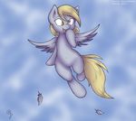  blonde_hair cutie_mark derp derp_eyes derpy_hooves_(mlp) equine feathers female feral flying friendship_is_magic fur grey_fur hair horse jobo37 joey-darkmeat long_hair mammal my_little_pony navel open_mouth outside pegasus pony sky smile tongue wings yellow_eyes 