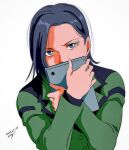  1girl artist_name commentary_request comoli_harcourt covered_mouth dated gundam gundam_gquuuuuux highres long_sleeves looking_at_viewer mole mole_under_eye pgmajimaji short_hair upper_body white_background 