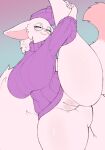 anthro big_breasts big_butt big_ears big_tail blush body_blush breasts brohnka butt butt_from_the_front clothing dipstick_tail domestic_cat ears_down eyelashes eyes_closed eyewear facial_tuft felid feline felis female female_anthro flexible fluffy fluffy_tail fur genital_focus genitals ghally glasses glistening glistening_genitalia glistening_vulva hair half-length_portrait happy hi_res huge_breasts huge_tail leg_grab long_ears long_tail looking_away mammal markings one_leg_up pink_body pink_fur pink_hair pivoted_ears plump_labia portrait purple_clothing purple_sweater purple_topwear raised_leg simple_background smile solo splits spread_legs spreading standing sweater tail tail_markings thick_thighs topwear tuft vertical_splits vulva vulva_blush vulva_focus white_body white_fur