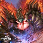  bifurcated_jaw breasts capcom clawed_hands claws cleavage dragon dragon_tail extra_arms gaismagorm glowing glowing_skin horns ishida_baru monster_hunter_(series) no_humans open_mouth red_eyes scales sharp_teeth tail teeth 