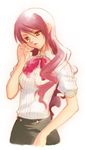  bow hijiri_ruka kirijou_mitsuru long_hair persona persona_3 red_eyes red_hair ribbon school_uniform solo 