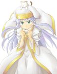  :t blue_hair cat green_eyes hat highres index long_hair pout robe safety_pin satogo solo sphinx_(index) to_aru_majutsu_no_index 
