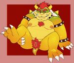 2023 3_toes andromorph armband armband_only black_armband black_collar body_hair bottomless bottomless_andromorph bottomless_intersex bowser cellulite chest_fur chest_hair claws clothed clothing collar digital_drawing_(artwork) digital_media_(artwork) english_description eyebrows feet genital_focus genital_piercing genitals green_shell hair hairy_vulva hand_on_leg hand_on_own_leg horn intersex koopa mario_bros nintendo nipple_piercing nipples nude_andromorph piercing pink_vulva pubes red_background red_chest_hair red_eyebrows red_eyes red_hair red_pubes red_pubic_hair scalie shell simple_background solo spiked_armband spiked_collar spikes tail toes topless topless_andromorph topless_intersex underbite vulva vulva_focus vulva_piercing vvondermoon white_claws white_spikes yellow_arms yellow_feet yellow_horn yellow_legs yellow_sclera yellow_spikes yellow_tail