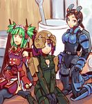  artist_request brown_hair busou_shinki doll_joints fort_bragg green_hair hishimiya_tsugaru lowres minigirl multiple_girls waffebunny 