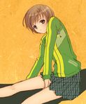  brown_eyes brown_hair hijiri_ruka persona persona_4 satonaka_chie school_uniform short_hair skirt solo yasogami_school_uniform 