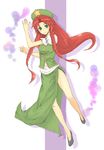  braid china_dress chinese_clothes dress green_eyes hong_meiling kiyuren long_hair red_hair solo touhou twin_braids 