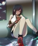  bad_id bad_pixiv_id belt black_hair boots breasts convenient_leg elbow_gloves final_fantasy final_fantasy_vii gloves large_breasts legs legs_up long_hair long_legs nanashino red_eyes red_gloves sitting skirt solo tank_top thighs tifa_lockhart 