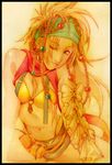  bikini blonde_hair blue_headband braid final_fantasy final_fantasy_x final_fantasy_x-2 headband ill-zyon long_hair one_eye_closed rikku scarf solo swimsuit 