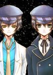  dark_persona grey_eyes hat hijiri_ruka labcoat lowres persona persona_4 shirogane_naoto yellow_eyes 