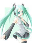  bad_id bad_pixiv_id detached_sleeves green_eyes green_hair hatsune_miku headset long_hair necktie satogo skirt solo thighhighs twintails vocaloid 
