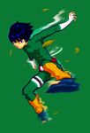  abs afterimage bandaged_arm bandaged_hands bandages bangs black_eyes black_hair blue_footwear bodysuit boots bowl_cut closed_mouth forehead_protector frown full_body green_background green_bodysuit leaf long_sleeves looking_at_viewer male_focus motion_blur naruto naruto_(series) ninja open_toe_shoes ozawa_tomohiro rock_lee serious simple_background skin_tight solo thick_eyebrows thigh_strap toeless_boots toned toned_male turtleneck v-shaped_eyebrows weight_belt weights 