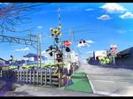  bad_id bad_pixiv_id cloud copyright_request day letterboxed railroad_crossing railroad_tracks real_world_location road ryouma_(galley) scenery school_uniform sign skirt sky street vanishing_point 