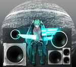  aqua_eyes aqua_hair bad_id bad_pixiv_id hatsune_miku headphones liran_(iro) long_hair necktie sitting skirt solo speaker thighhighs twintails very_long_hair vocaloid 