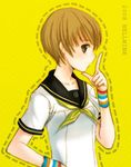  hijiri_ruka lowres persona persona_4 satonaka_chie school_uniform serafuku solo yasogami_school_uniform 